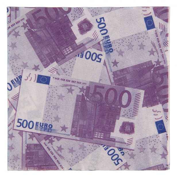 Papírové ubrousky v designu 500euro - 33*33 cm (20ks) Clayre & Eef
