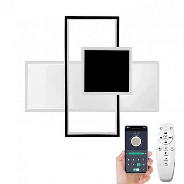 Stropní Svítidlo AjieQaQ Led 46W černý bílý s dálkovým ovládáním App 52 cm