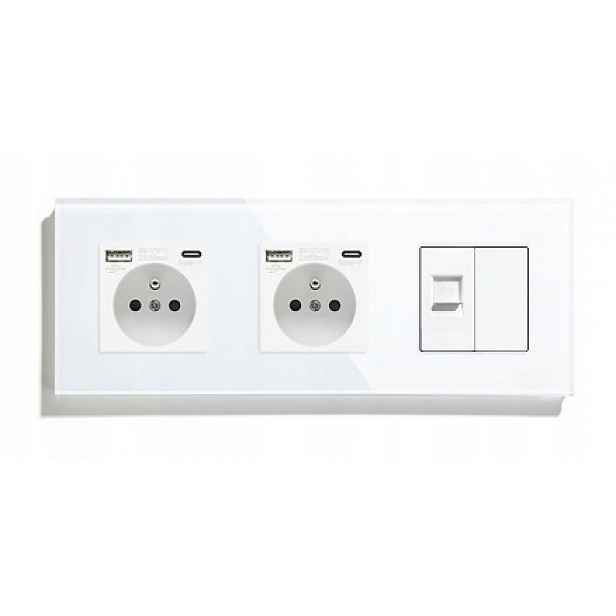 Trojitá Skleněná Zásuvka Usb-c Internet CAT6