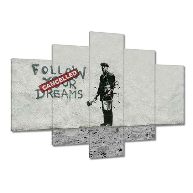 Hodiny 150x105 Banksy Follow Your Dreams