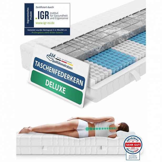 AM Qualitätsmatratzen MATRACE s taštičkovými pružinami 3D Deluxe 120/200 cm H3 - výška 24 cm a potah z tencelu