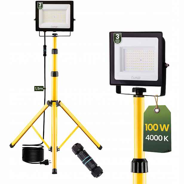 Led zářič Halogen Lampa 100W Pracovní Stavební Přenosný Stavební Stativ