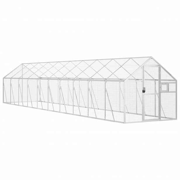 vidaXL Voliéra stříbrná 1,79 x 10 x 1,85 m hliník