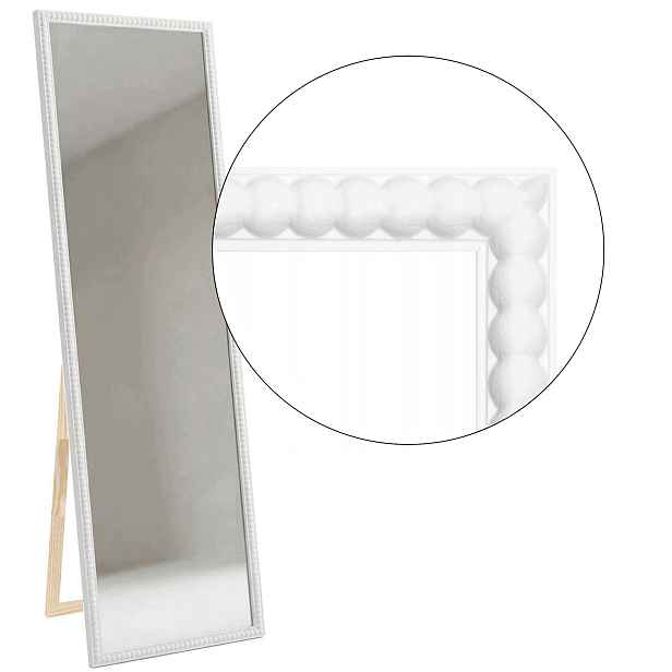 Zrcadlo stojící v rámu Přírodní Bubble dřevo 161x41 165x45 bílá