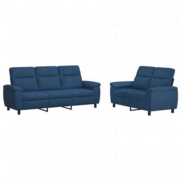 vidaXL Set pohovek 2 pcs Modrá Textil