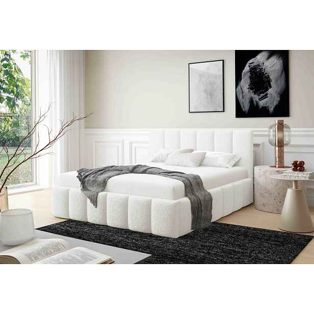 Manželská čalouněná postel 140x200 SERAFINA - bílá