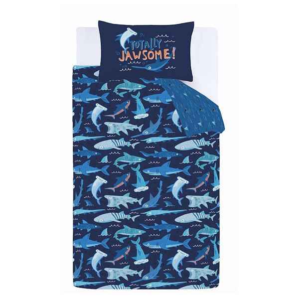 Modré dětské povlečení na dvoulůžko 200x200 cm Jawsome Shark – Catherine Lansfield