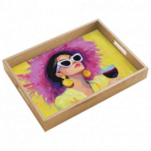 OnlyWow SERVÍROVACÍ PODNOS Žena - Klobouk - Fialová - Víno 40x30 cm