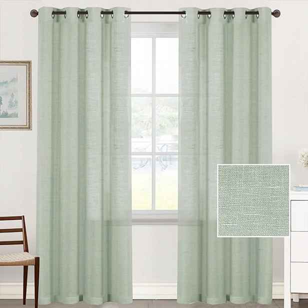 Záclony z voálu zatemňující kolečka 140 cm x 245 cm 2 kusy Sage Green