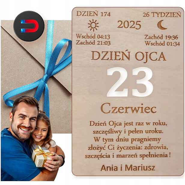 Dřevěná Kartička Z Kalendáře Dárek Ke Dni Otců 2026 Gravírování Magnet Pro