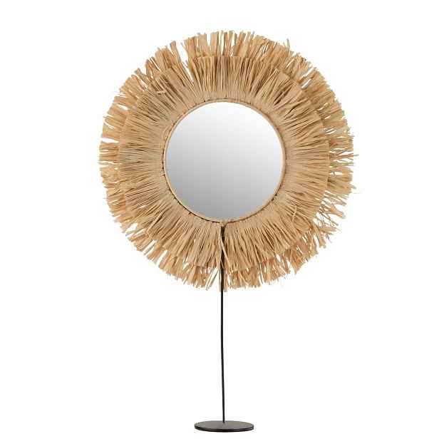 Stolní kulaté zrcadlo v rámu z přírodní trávy Raffia natural - 41*9*51 cm J-Line by Jolipa
