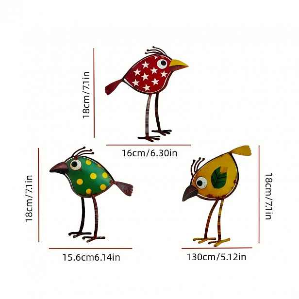 TEMU 【2D Plochý】 [2D Plochý] 3 ks Železné ptáče v bohémském stylu, dekorace na zeď, ideální pro ozdobu stěn a plotů, odolná železná konstrukce, s