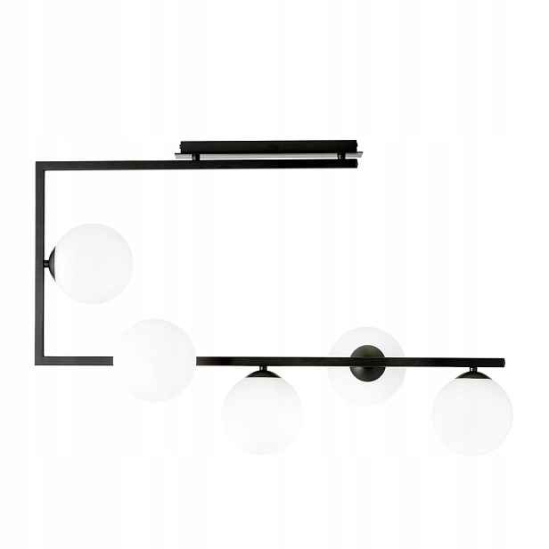 Závěsná lampa Soma 5xE14 10W kov/sklo černá/bílá Emibig