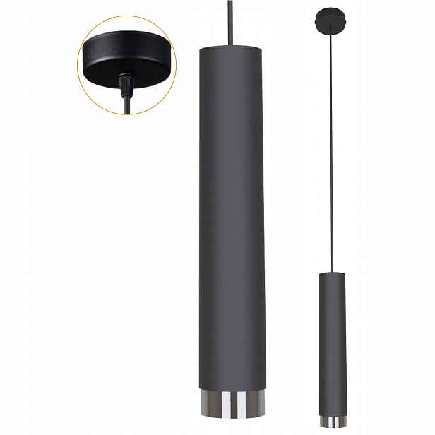 Závěsná stropní lampa GU10 převis loft Idun I Černá Stříbrná Moderní