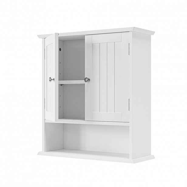 Modfu NÁSTĚNNÁ koupelnová skříňka z MDF 54,6x19,8x59,9 cm bílá s dvojitými dvířky a nastavitelnými policemi