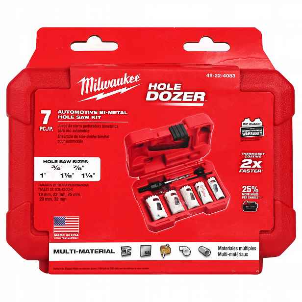 Sada děrovaček na dřevo z kovu 19-38 mm 7 kusů Milwaukee Hole Dozer