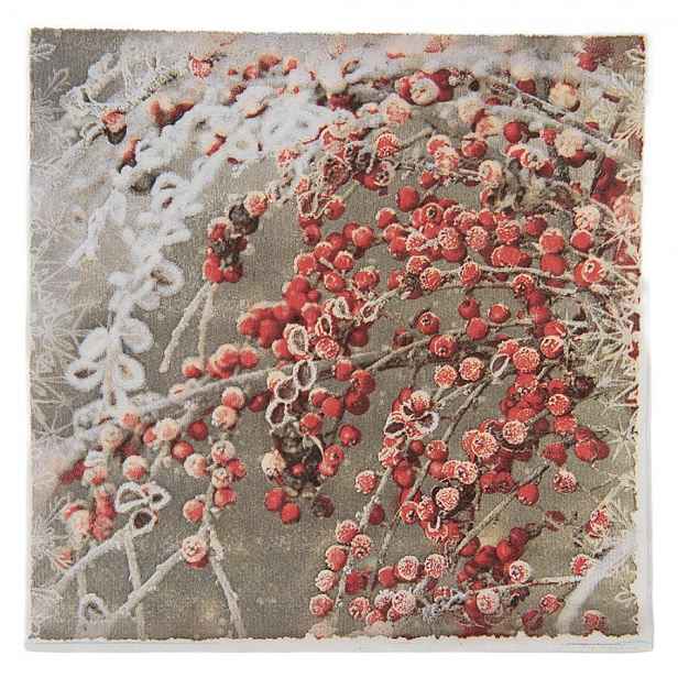 Vánoční papírové ubrousky s červenými bobulemi - 33*33 cm (20ks) Clayre & Eef