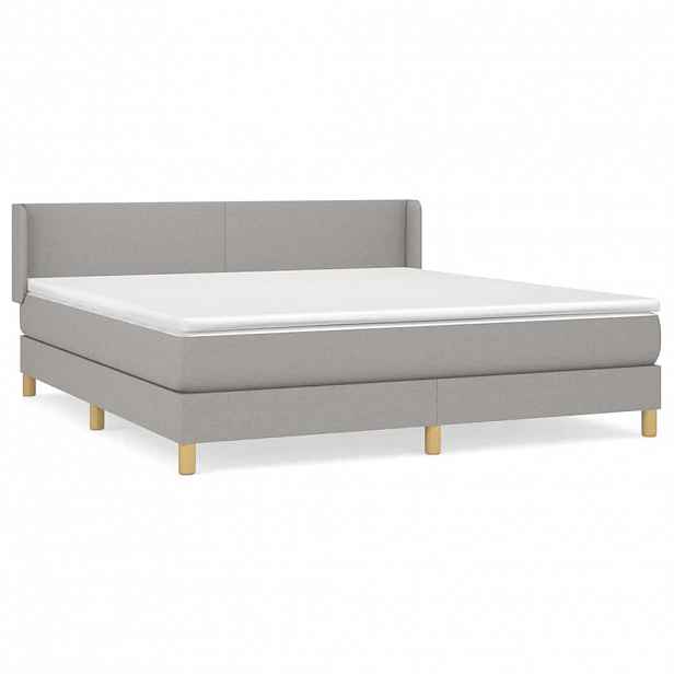 vidaXL Box spring postel s matrací světle šedá 180 x 200 cm textil