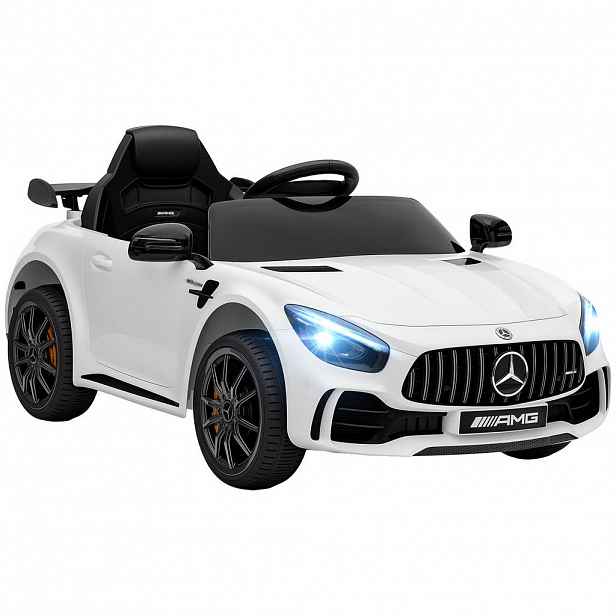 AIYAPLAY DĚTSKÉ elektrické auto, Mercedes, 3–5 km/h, dálkové ovládání, světla a hudba, bílé