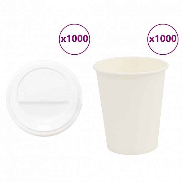 vidaXL Papírové kelímky na kávu s víčky 1000 pcs 8oz 200ml
