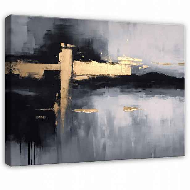 Wallarena OBRAZ na plátně Abstraktní mramor černý 60x40 cm