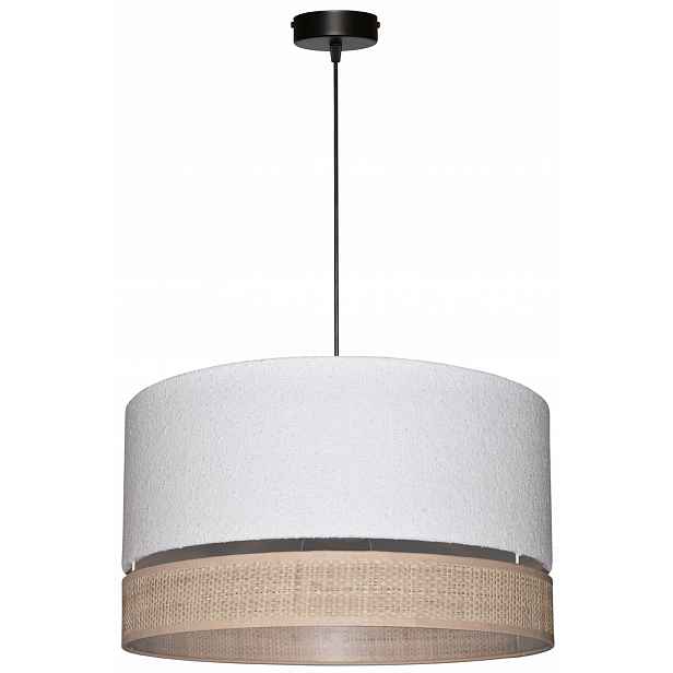 Závěsná stropní lampa Abažur E27 40 cm Bílá Boucle Venosa Rafia Ratan Boho
