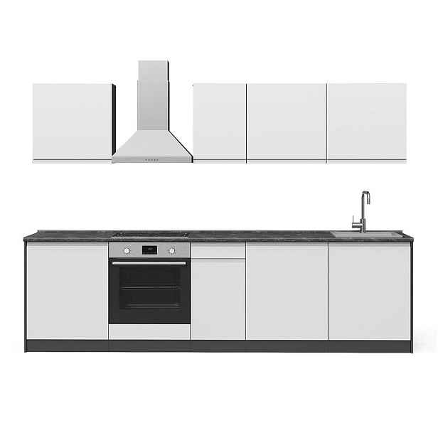 Vicco KUCHYŇSKÝ KOUT R-Line, Bílá/Antracit, 280 cm pracovní deska Platina