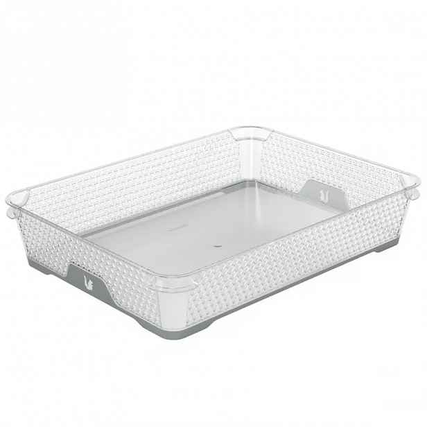 Košík s protiskluzovým dnem A4 šedý 36x26,5x7