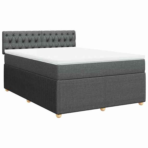 vidaXL Box spring postel s matrací tmavě šedá 140x200 cm textil