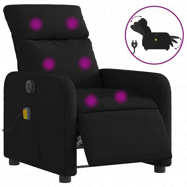 vidaXL Elektrické masážní polohovací křeslo černé textil
