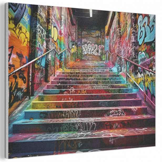 MuchoWow AKUSTICKÝ obraz Schody - Graffiti - Barvy - Umění 80x60 cm