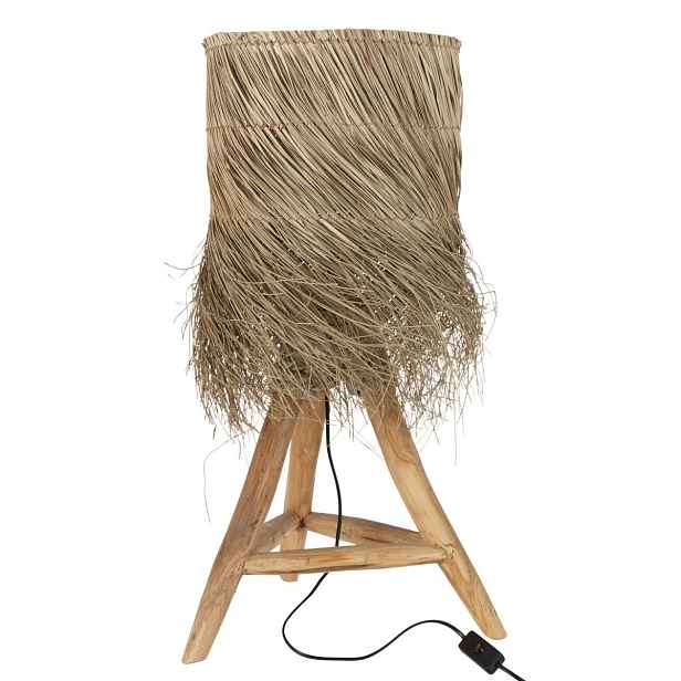 Stolní lampa z teakového dřeva a stínidlem z trávy Rafi grass - Ø 48*66 cm/ E27/ 70W J-Line by Jolipa