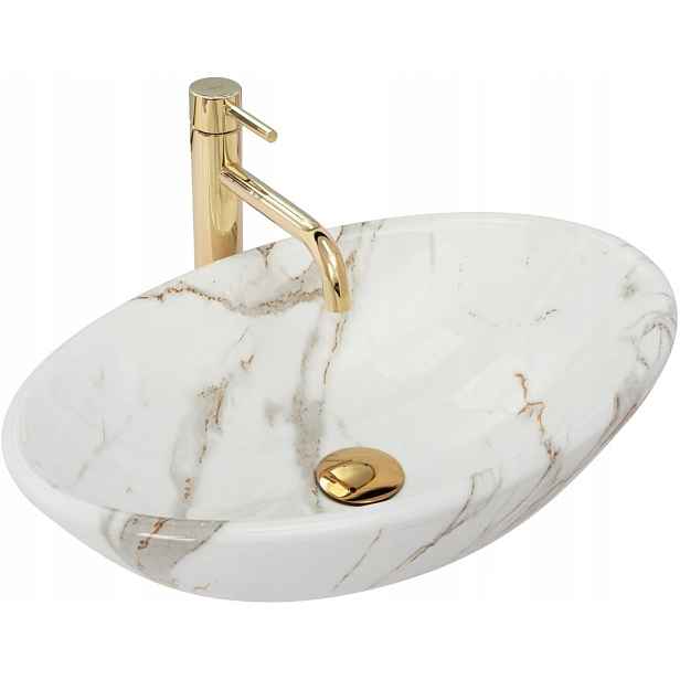 Umyvadlo na desku Pamela Shiny Aiax Marble 33x53 (REA-U9685) /po/