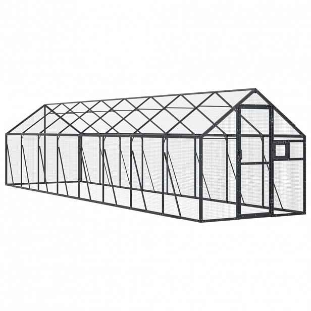 vidaXL Voliéra antracitová 1,79 x 8 x 1,85 m hliník