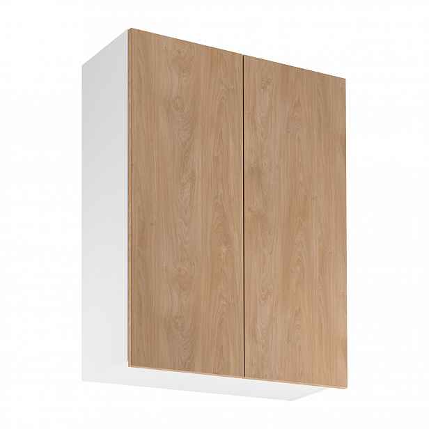 Vysoká horní kuchyňská skříňka SALERNO - šířka 80 cm, bílá / dub