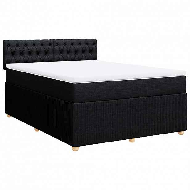 vidaXL Box spring postel s matrací černá 140x200 cm textil