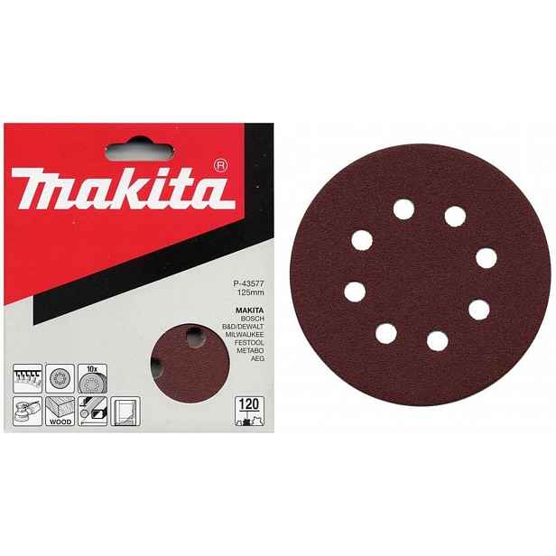 Makita - Brusný papír K60, průměr 125 mm, 10 ks P-43549