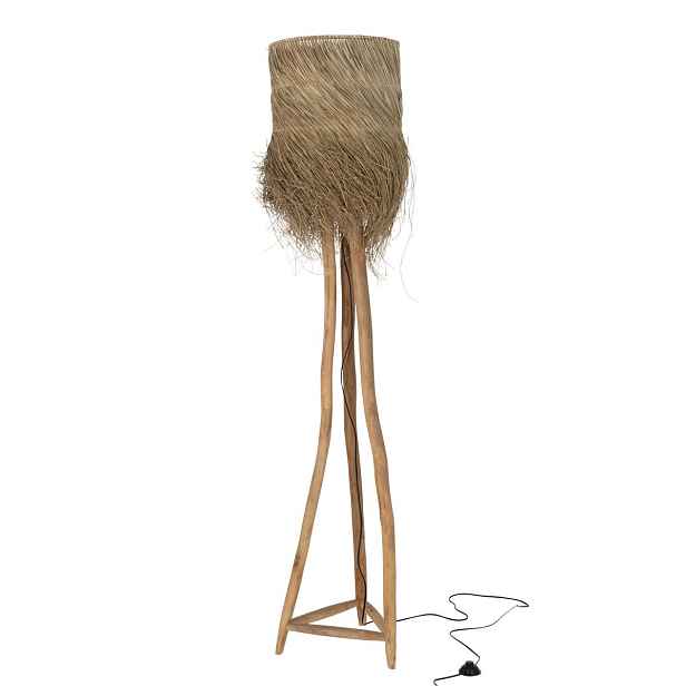 Stojací lampa z teakového dřeva a stínidlem z trávy Rafi grass - Ø 42*175 cm/ E27/ 70W J-Line by Jolipa