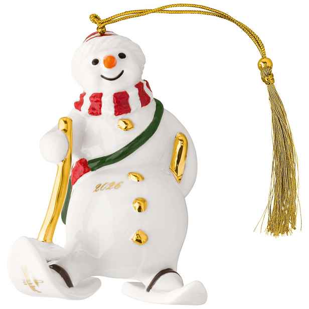 Villeroy & Boch Závěsná porcelánová ozdoba Christmas Classics 2026, Sněhulák, 10 cm 14-8675-4361