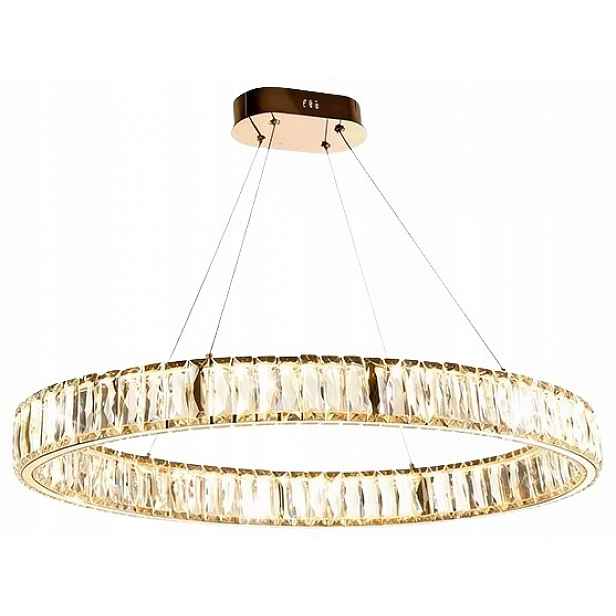 Stropní Led lampa Zlatá 75 cm oválná křišťál Lustr Nad ostrov