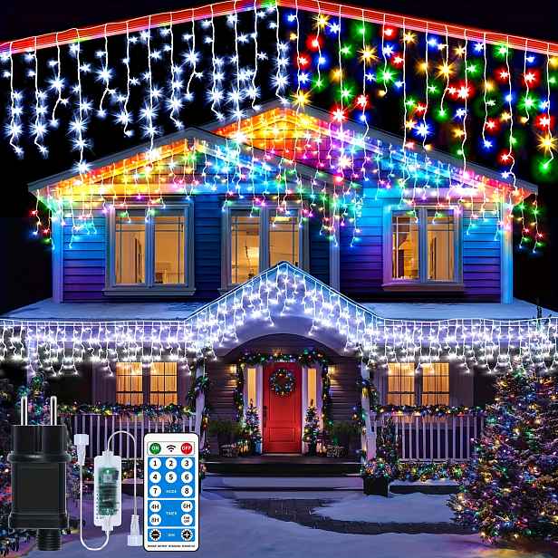 TEMU Vylepšené extra dlouhé zapalovací ledové řetězy venkovní 98.42Ft 25+5M 800LED venkovní vánoční pohádkové světla propojitelné 8 režimů časované
