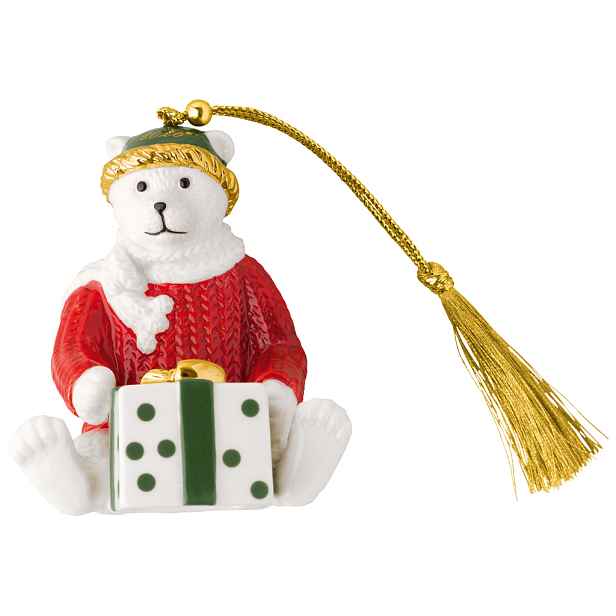 Villeroy & Boch Závěsná porcelánová ozdoba Christmas Classics 2026, Medvídek, 8 cm 14-8675-4362