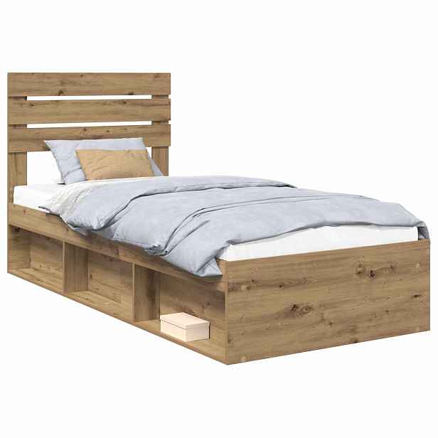 vidaXL Rám postele Dub artisan 90 x 190 cm Masivní borové dřevo