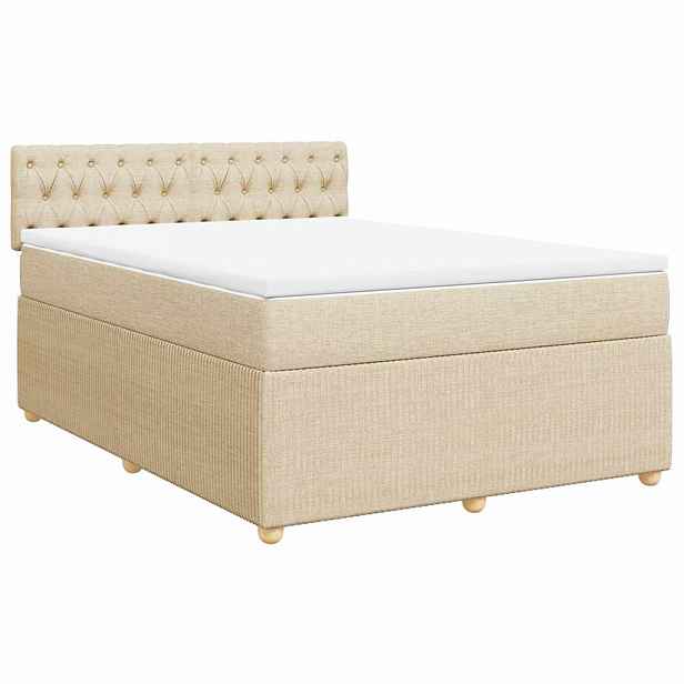 vidaXL Box spring postel s matrací krémová 140x200 cm textil