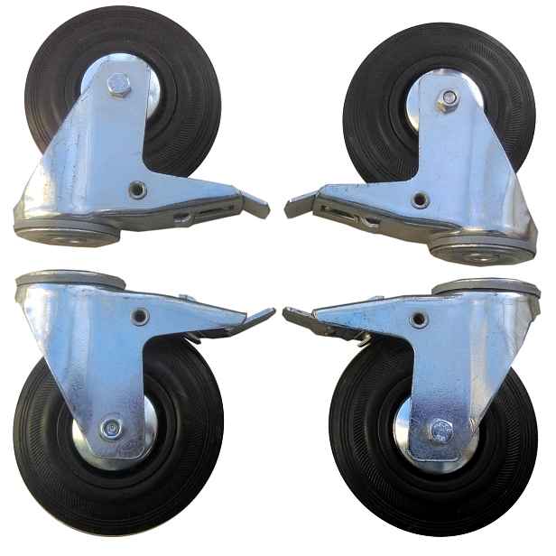 Sada kol 4 ks 125 mm otvor 12 mm 380 Kg brzd.