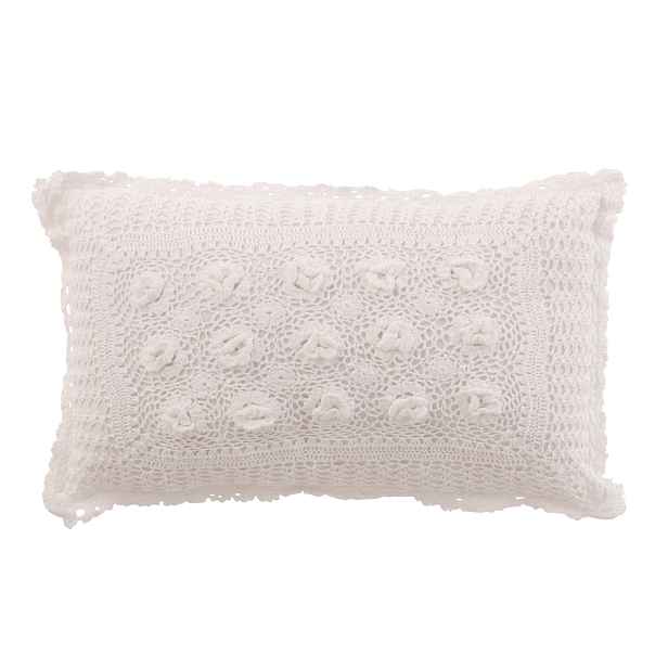 Bílý bavlněný polštář s krajkou Lace white - 50*10*30cm J-Line by Jolipa