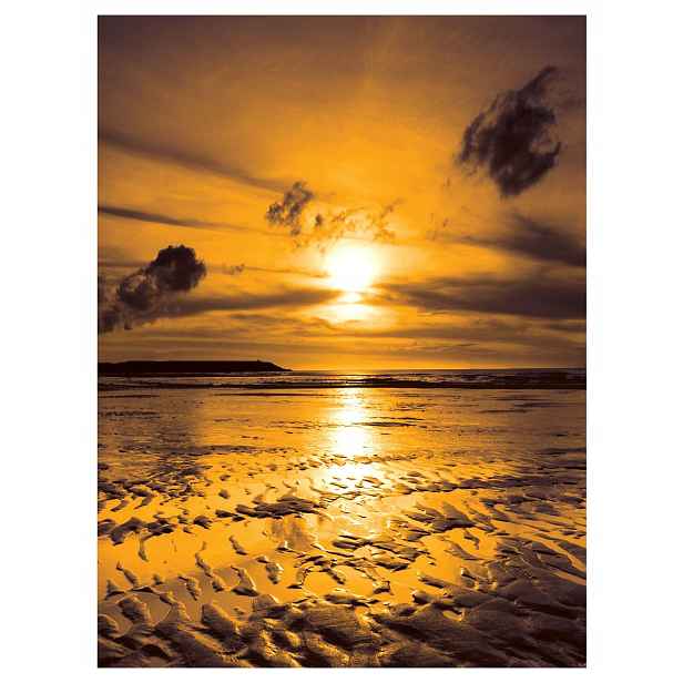 Fototapeta Západ slunce oceán zlaté mraky vinylová 184x254 lepidlo