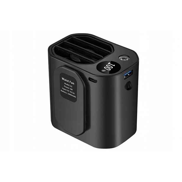 Přenosný ventilátor na opasek, na krk 10000 mAh, Usb kabel, černý