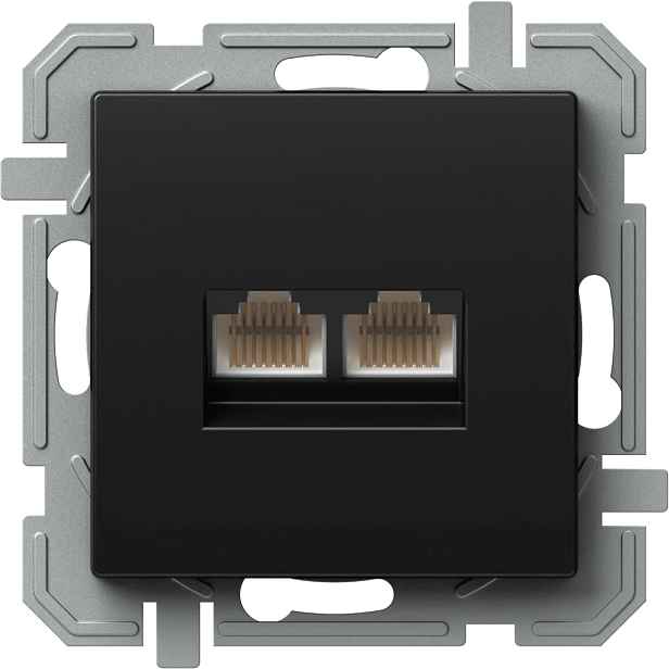 Zásuvka datová TEM Logiq CAT5E 2× RJ45 černá