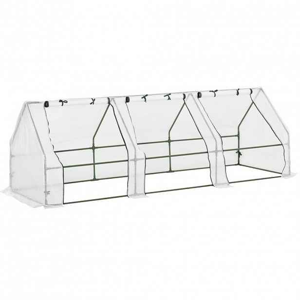 Modfu FÓLIOVNÍK z oceli 270x90x90 cm bílý s rolovacími okny a PE fólií odolnou vůči UV